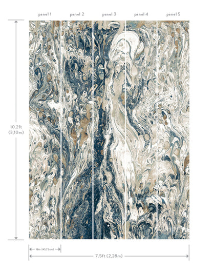 York Wallcoverings York Wallcoverings Watermark Blue Wall Mural   Blues   - MU0226M