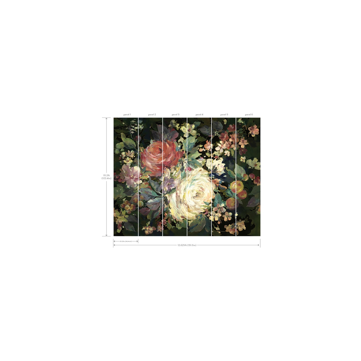 York Wallcoverings Mural Resource Library Impressionist Floral Red Wall Mural  Florals and Flowers Multicolor   - MU0246M