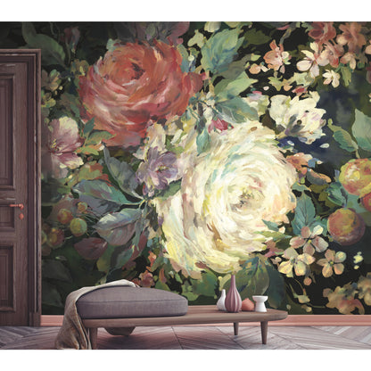 York Wallcoverings Mural Resource Library Impressionist Floral Red Wall Mural  Florals and Flowers Multicolor   - MU0246M