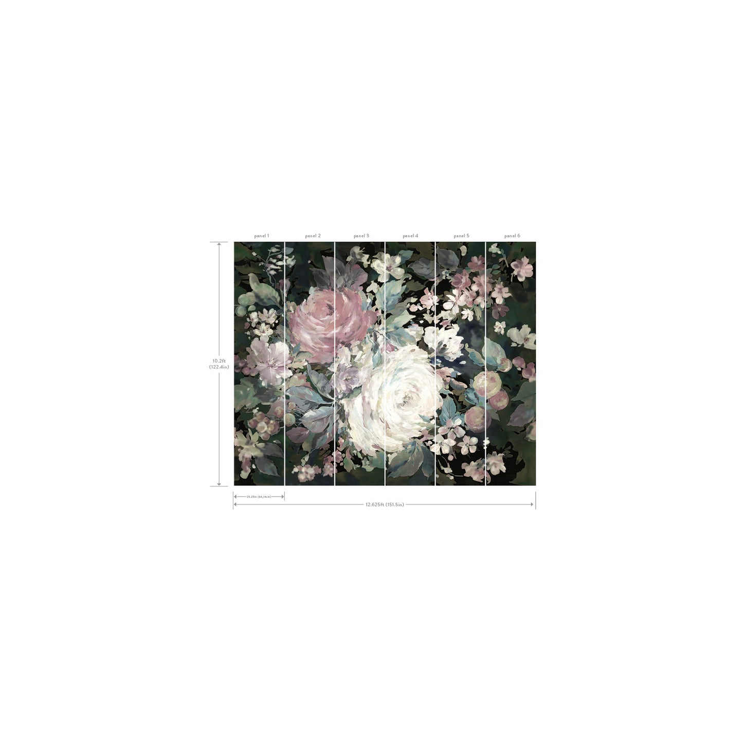 York Wallcoverings Mural Resource Library Impressionist Floral Pink Wall Mural  Florals and Flowers Multicolor   - MU0247M