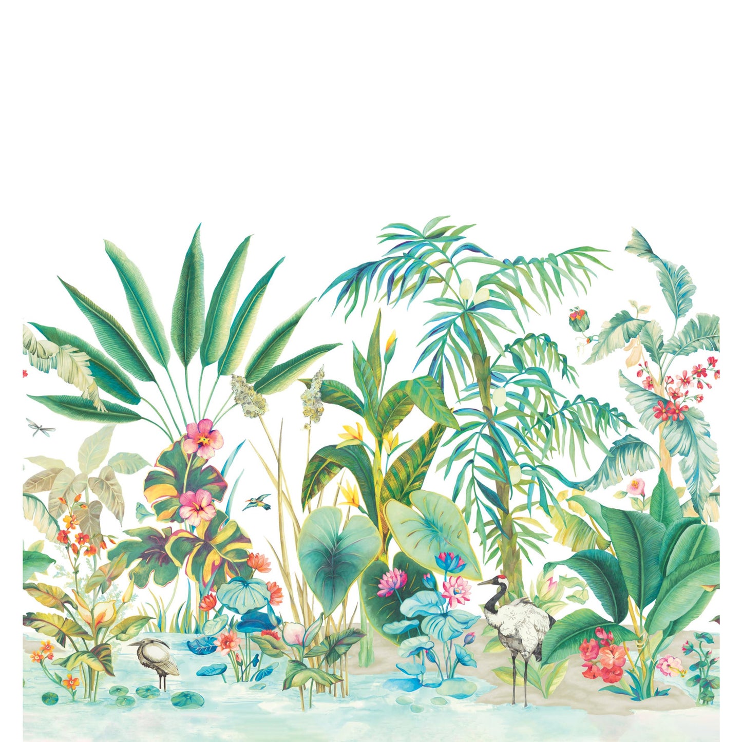 York Wallcoverings Mural Resource Library Tropical Panoramic White Wall Mural  Tropical Whites and Off-Whites   - MU0254M