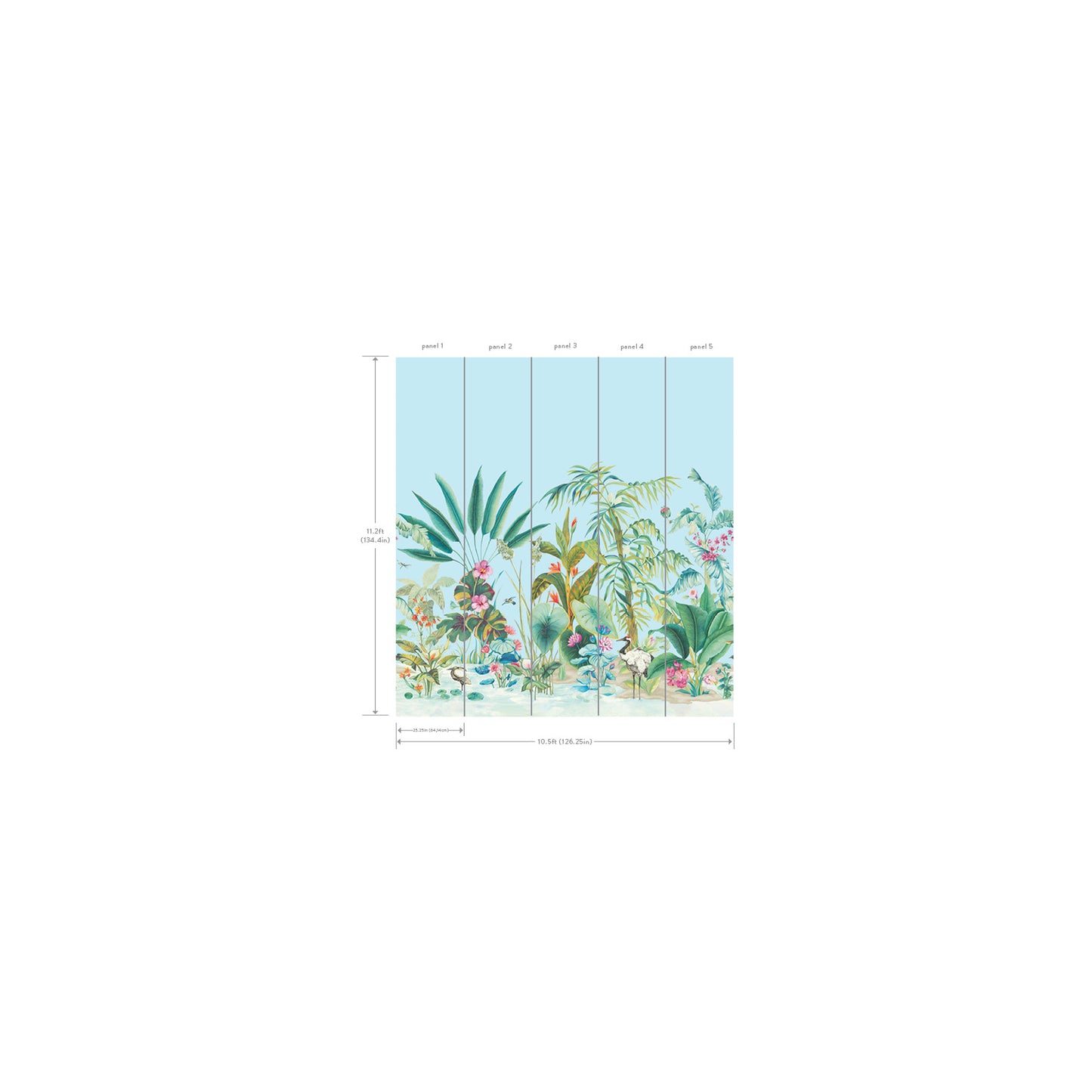 York Wallcoverings Mural Resource Library Tropical Panoramic Blue Wall Mural  Tropical Blues   - MU0255M