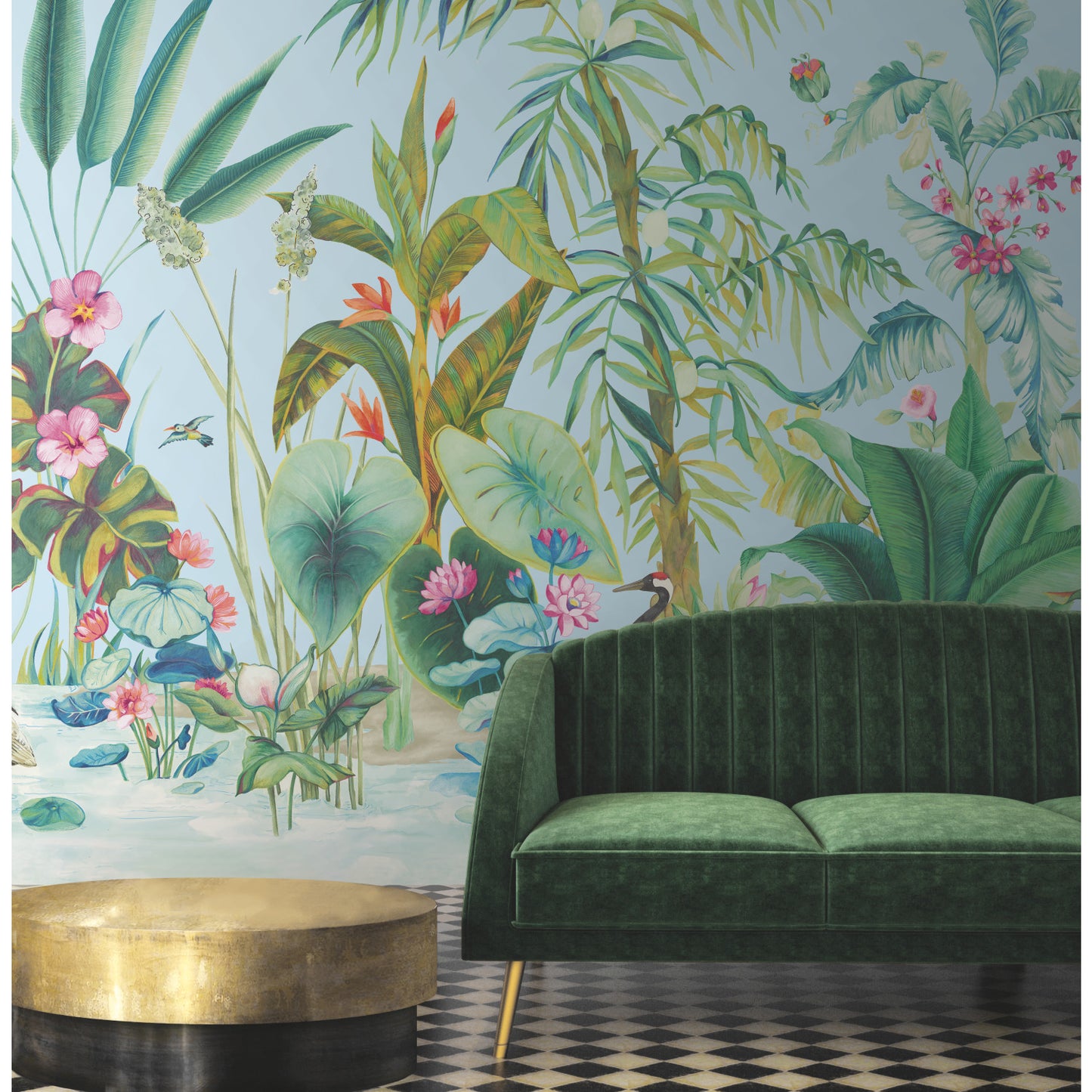 York Wallcoverings Mural Resource Library Tropical Panoramic Blue Wall Mural  Tropical Blues   - MU0255M