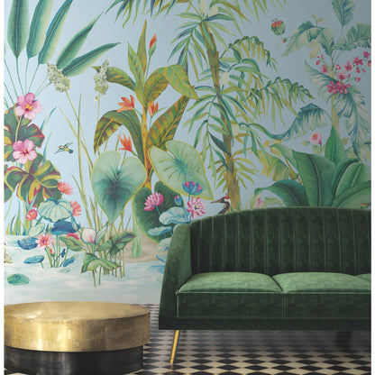 York Wallcoverings Mural Resource Library Tropical Panoramic Blue Wall Mural  Tropical Blues   - MU0255M