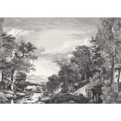 York Wallcoverings Mural Resource Library Provincial Scenic Black Wall Mural  Traditional Blacks   - MU0270M