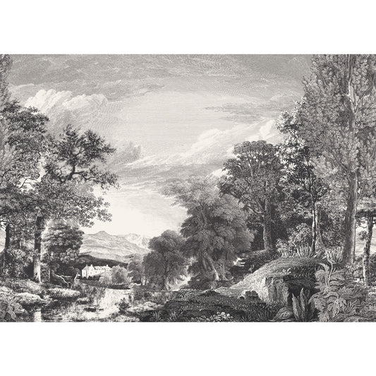 York Wallcoverings Mural Resource Library Provincial Scenic Black Wall Mural  Traditional Blacks   - MU0270M