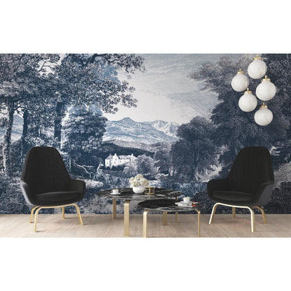 York Wallcoverings Mural Resource Library Provincial Scenic Navy Wall Mural  Traditional Blues   - MU0271M