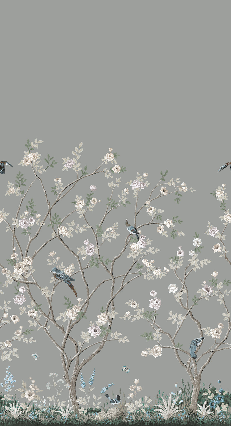 York Wallcoverings Classics Lingering Garden Grey Wall Mural  Florals and Flowers Greys   - MU0313M