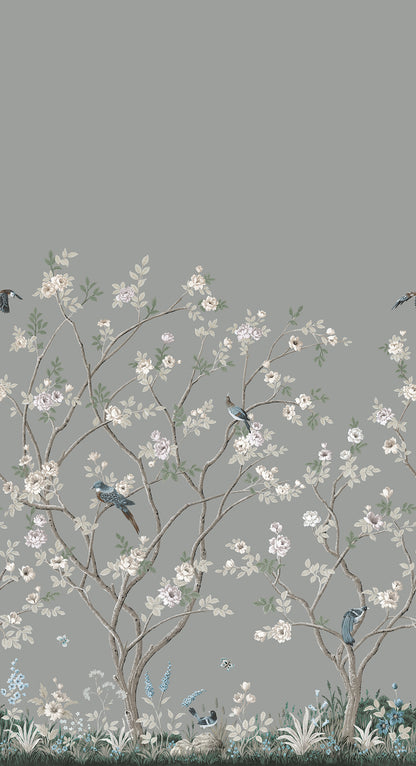 York Wallcoverings Classics Lingering Garden Grey Wall Mural  Florals and Flowers Greys   - MU0313M