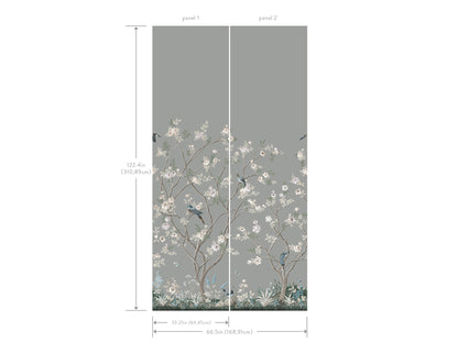 York Wallcoverings Classics Lingering Garden Grey Wall Mural  Florals and Flowers Greys   - MU0313M