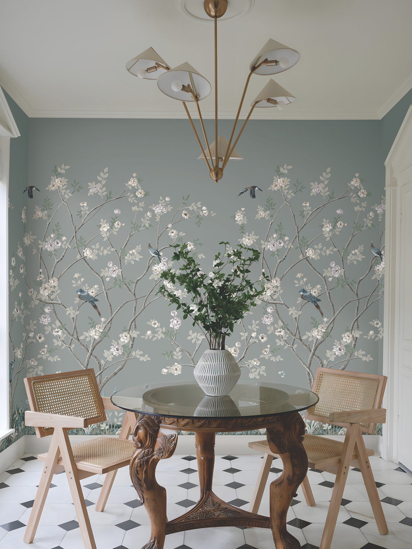 York Wallcoverings Classics Lingering Garden Grey Wall Mural  Florals and Flowers Greys   - MU0313M