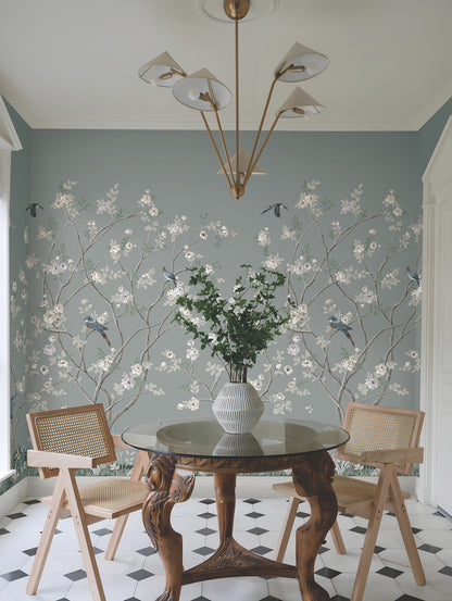 York Wallcoverings Classics Lingering Garden Grey Wall Mural  Florals and Flowers Greys   - MU0313M