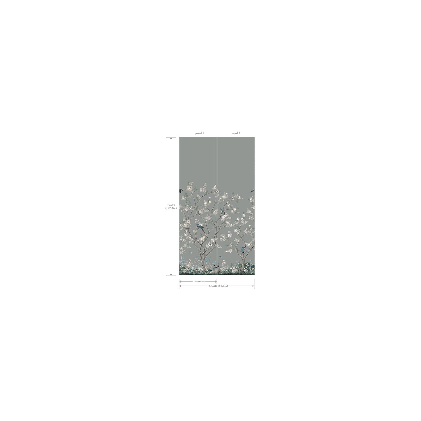 York Wallcoverings Classics Lingering Garden Grey Wall Mural  Florals and Flowers Greys   - MU0313M