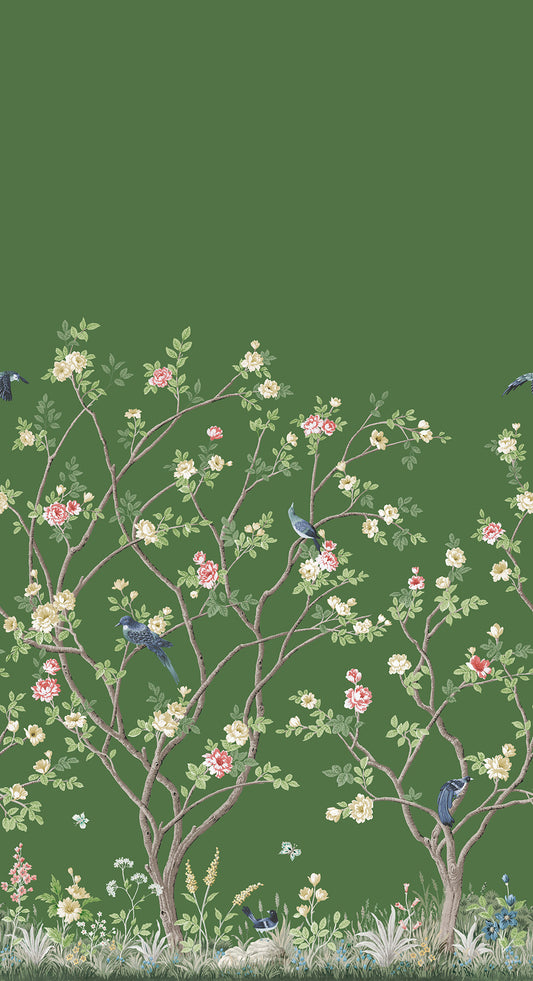 York Wallcoverings Classics Lingering Garden Green Wall Mural Traditional Florals Greens   - MU0316M