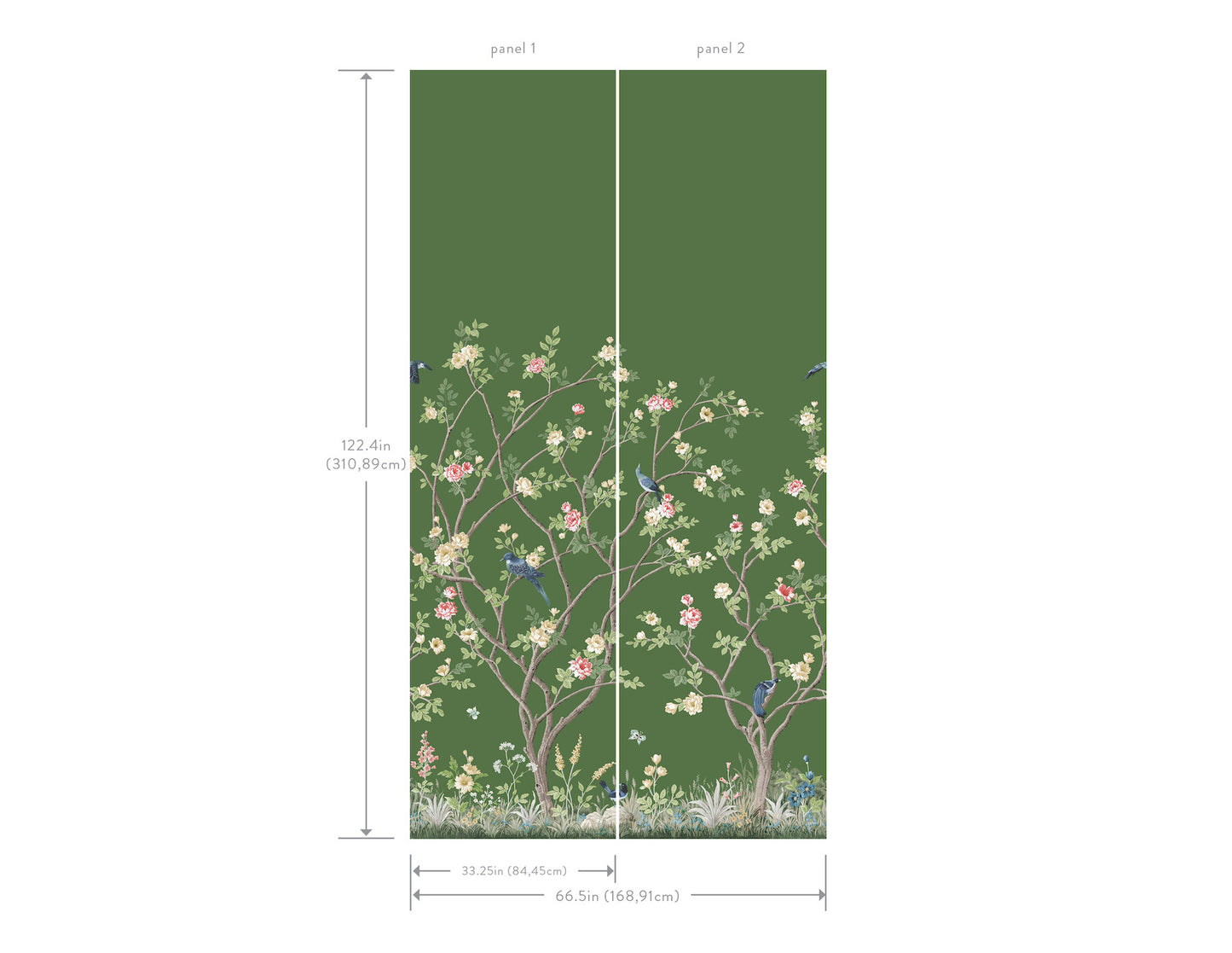 York Wallcoverings Classics Lingering Garden Green Wall Mural Traditional Florals Greens   - MU0316M
