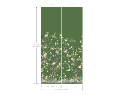 York Wallcoverings Classics Lingering Garden Green Wall Mural Traditional Florals Greens   - MU0316M