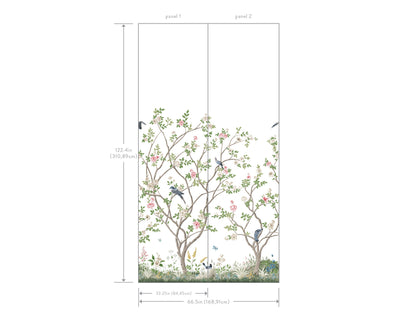 York Wallcoverings Mural Resource Library Lingering Garden White Wall Mural Traditional Florals Whites and Off-Whites   - MU0317M