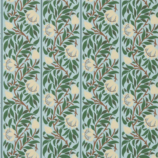 MORRIS & CO Peony Trellis Wallpaper Classic Floral Soft Blue,Nettle   - MUNW217569