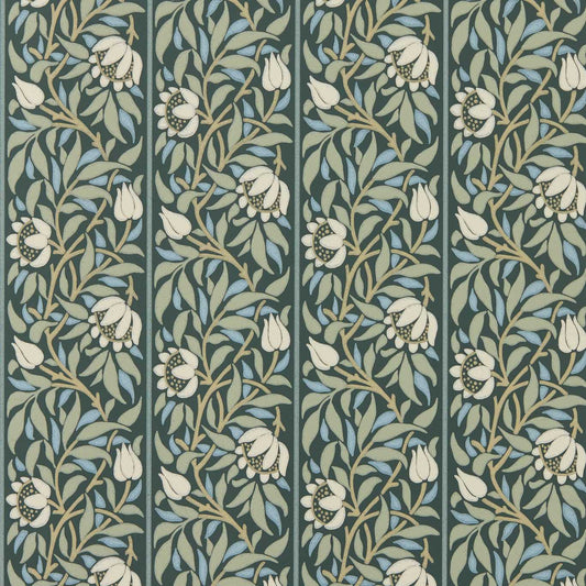 MORRIS & CO Peony Trellis Wallpaper Classic Floral Bayleaf,Slate   - MUNW217571