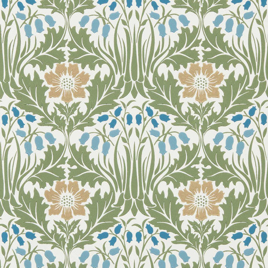 MORRIS & CO Woodbell & Anemone Wallpaper Classic Floral Woad,Nettle   - MUNW217572