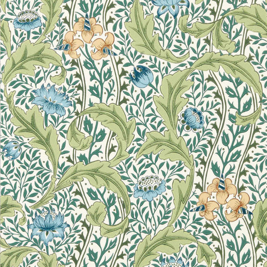 MORRIS & CO Wild Tulip & Vine Wallpaper Classic Floral Nettle,Woad   - MUNW217577