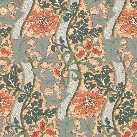 MORRIS & CO Cornflower Wallpaper Classic Floral Russet,Teal   - MUNW217581