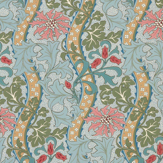 MORRIS & CO Cornflower Wallpaper Classic Floral Rose,Woad   - MUNW217582