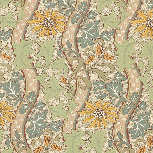 MORRIS & CO Cornflower Wallpaper Classic Floral Lemon,Sage   - MUNW217583