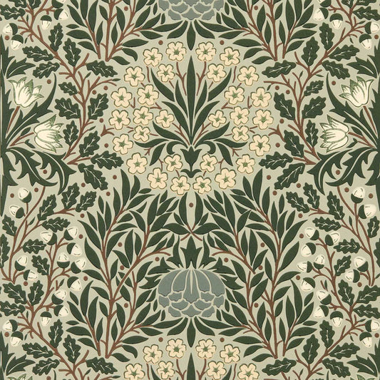 MORRIS & CO Daisy & Oak Wallpaper Classic Floral Sage,Forest   - MUNW217585