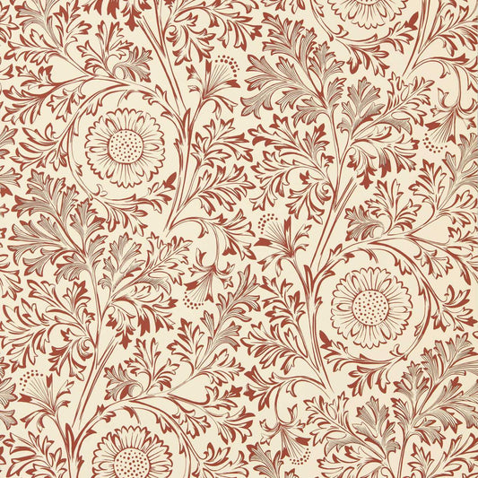 MORRIS & CO Chamomile Wallpaper Classic Floral Flax,Madder   - MUNW217587