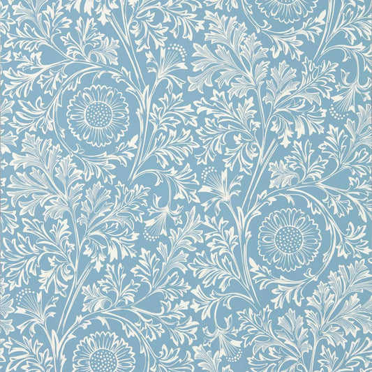 MORRIS & CO Chamomile Wallpaper Classic Floral China Blue   - MUNW217588