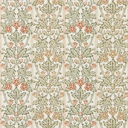 MORRIS & CO Oak & Blossom Wallpaper Classic Floral Chestnut,Primrose   - MUNW217589