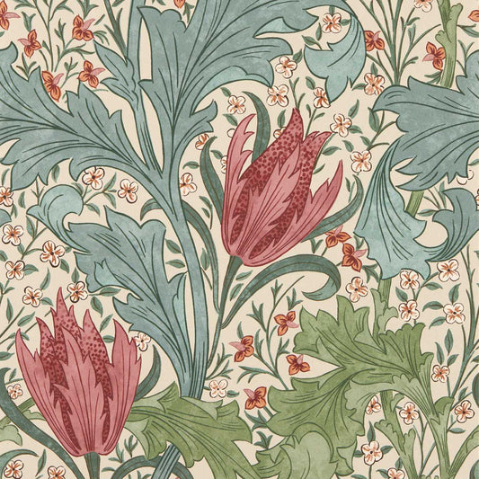 MORRIS & CO Lent Lily Wallpaper Classic Floral Plum,Bayleaf   - MUNW217596