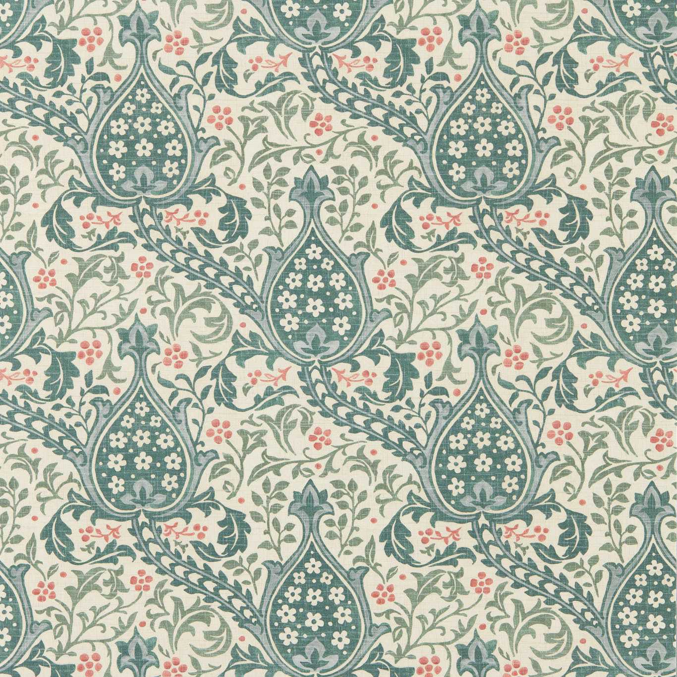 MORRIS & CO Persian Tulip Wallpaper Classic Floral Teal   - MUNW217599