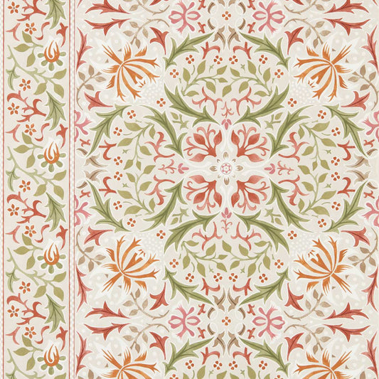 MORRIS & CO Walthamstow Wallpaper Classic Floral Rose,Nettle   - MUNW217602