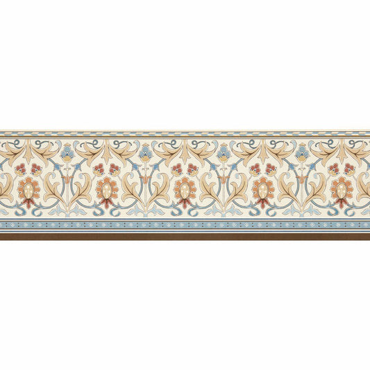 MORRIS & CO Ornamental Frieze Wallpaper Classic Floral Linen,Woad   - MUNW217612