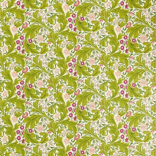 MORRIS & CO Leicester Fabric Leaves , Trees Sour Green,Plum   - MVOF227209