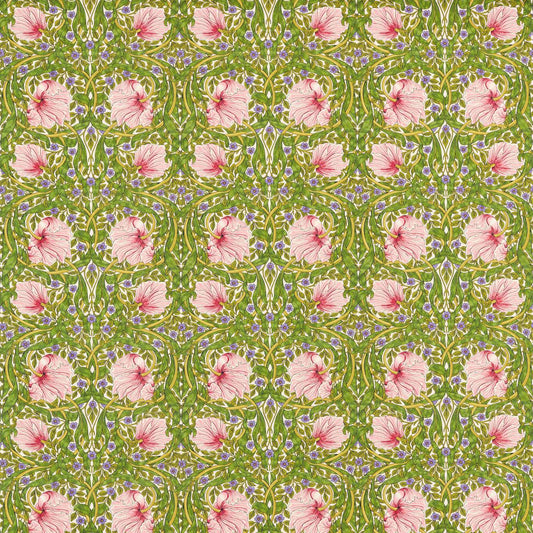 MORRIS & CO Pimpernel Fabric Contemporary, Floral Sap Green,Strawberry   - MVOF227214
