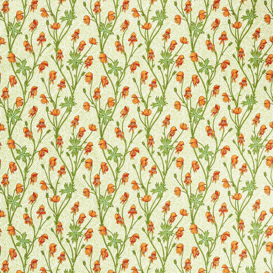 MORRIS & CO Monkshood Fabric Contemporary, Floral Tangerine,Sage   - MVOF227221