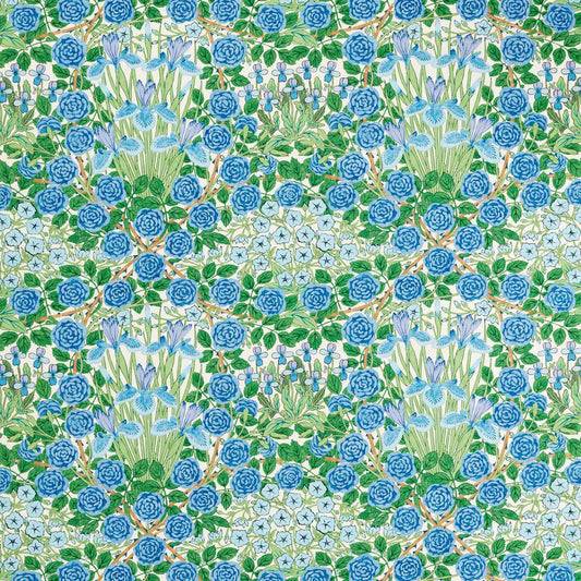 MORRIS & CO Campanula Fabric Contemporary, Floral Peacock,Opal   - MVOF227224