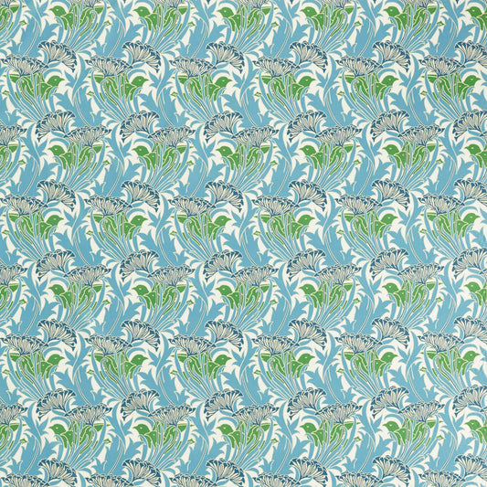 MORRIS & CO Laceflower Fabric Contemporary, Floral Garden Green,Lagoon   - MVOF227229