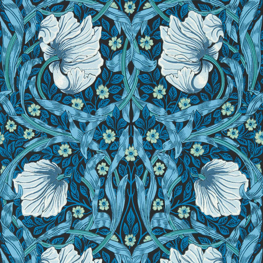 MORRIS & CO Pimpernel Wallpaper Contemporary, Floral Midnight,Opal  Surflex-Printed Wallpaper - MVOW217331