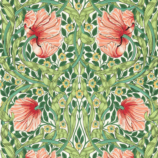 MORRIS & CO Pimpernel Wallpaper Contemporary, Floral Shamrock,Watermelon  Surflex-Printed Wallpaper - MVOW217332