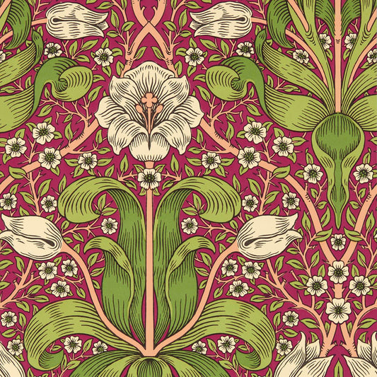 MORRIS & CO Spring Thicket Wallpaper Contemporary, Floral Maraschino Cherry  Flexo-Printed Wallpaper - MVOW217337