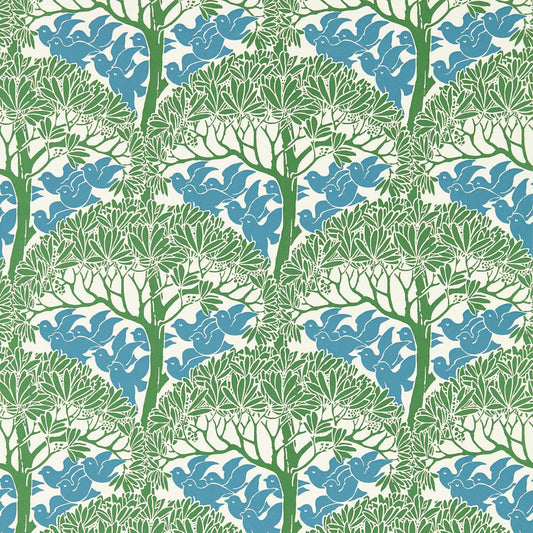 MORRIS & CO The Savaric Wallpaper Leaves , Trees Garden Green  Flexo - Wide Width Printed Wallpaper - MVOW217340