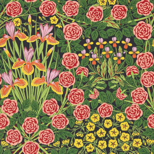 MORRIS & CO Campanula Wallpaper Contemporary, Floral Sunburst,Ebony  Surflex-Printed Wallpaper - MVOW217350