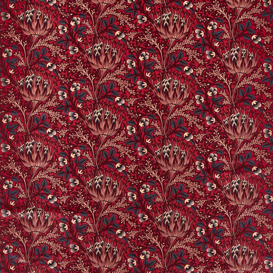 MORRIS & CO Artichoke Velvet Fabric Contemporary, Floral Barbed Berry   - MWAR227001