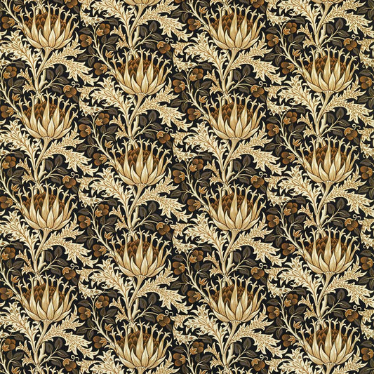 MORRIS & CO Artichoke Velvet Fabric Contemporary, Floral Midnight,Pearwood   - MWAR227003