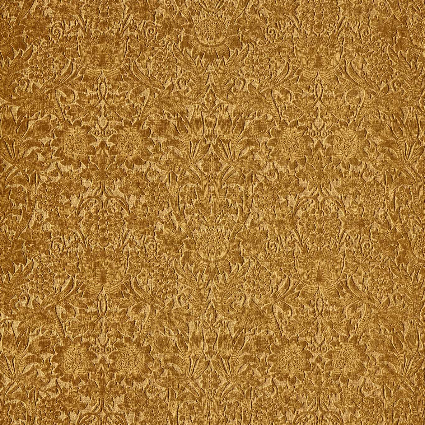 MORRIS & CO Sunflower Caffoy Velvet Fabric Contemporary, Floral Sussex Rush   - MWAR237280