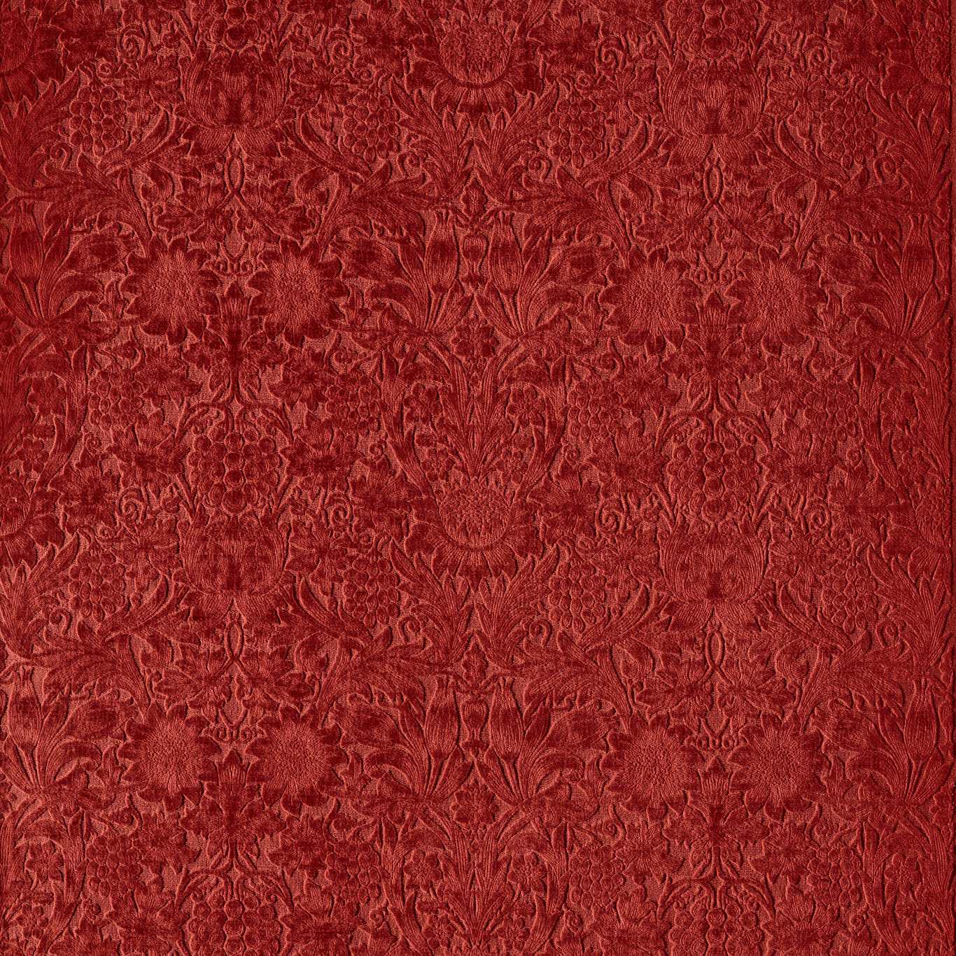 MORRIS & CO Sunflower Caffoy Velvet Fabric Contemporary, Floral Barbed Berry   - MWAR237284